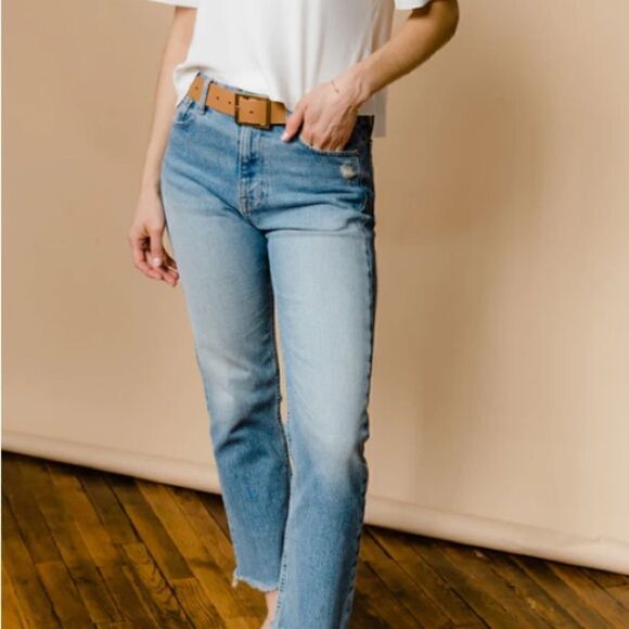 Women’s ABLE the straight jean size 32 raw hem sold out high rise waist - Picture 8 of 13